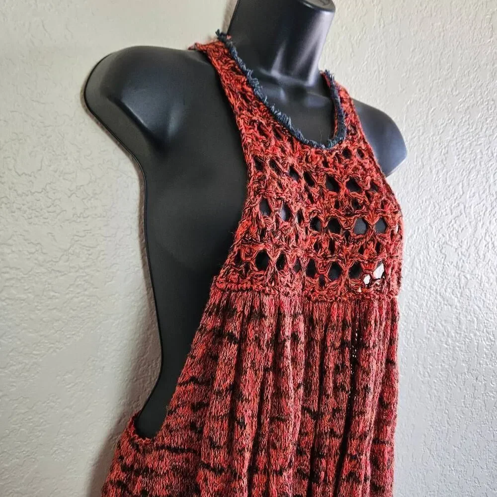 Free People Rare Hearts Crochet Tunic Dress